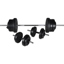 vidaXL Fitness Y Musculación-Soporte de pesas con pesas y mancuernas 60,5 kg