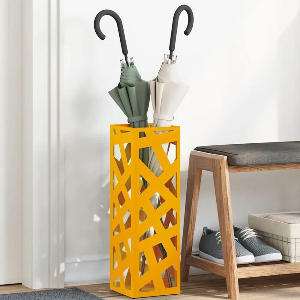 vidaXL Soporte de Sombrilla Mostaza 15,5 x 15,5 x 49 cm Metal Amarillo mostaza Sale