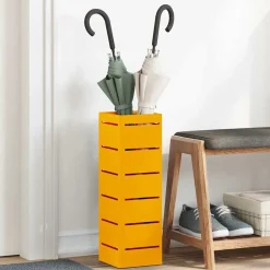 vidaXL Soporte de Sombrilla Mostaza 15,5 x 15,5 x 49 cm Metal Amarillo mostaza