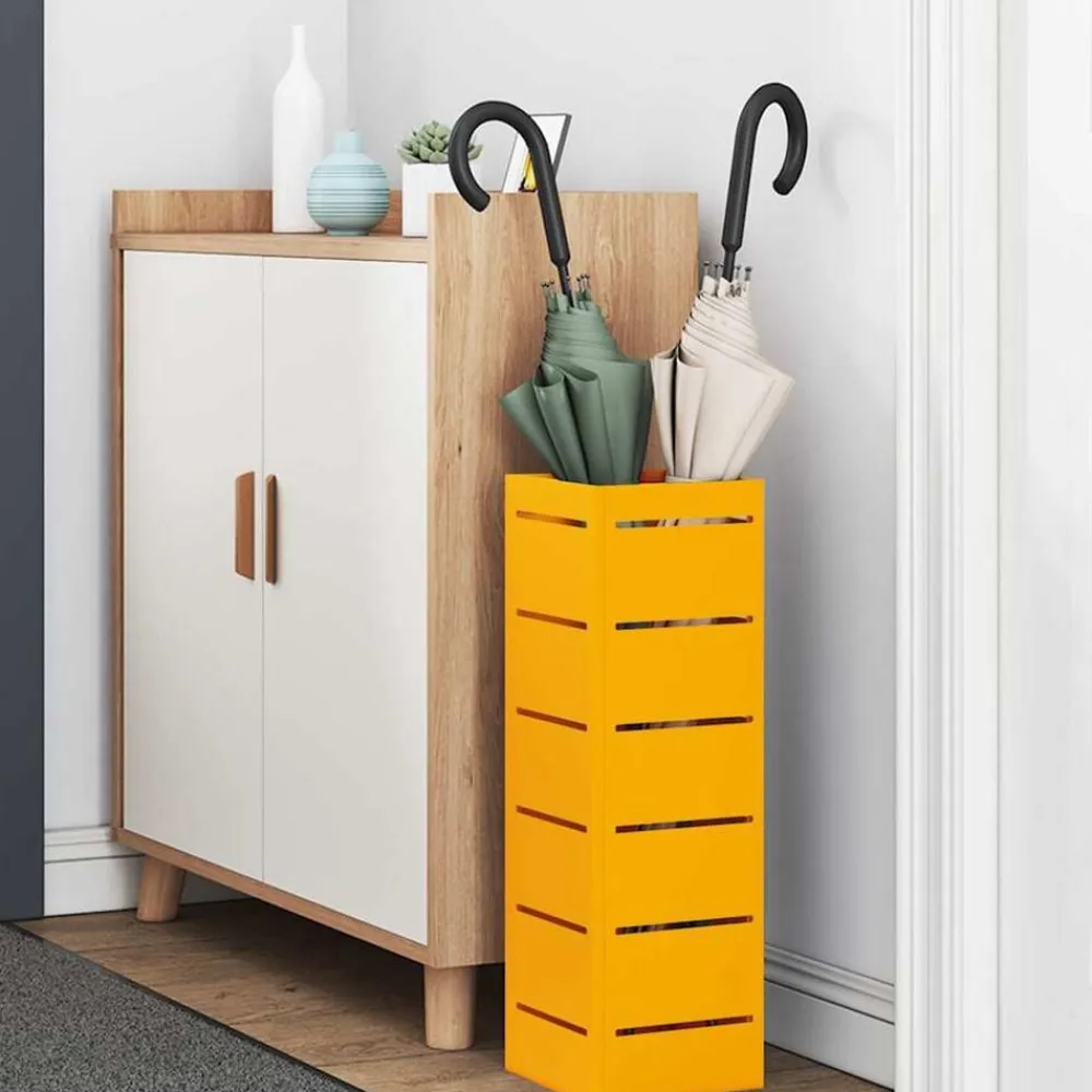 vidaXL Soporte de Sombrilla Mostaza 15,5 x 15,5 x 49 cm Metal Amarillo mostaza