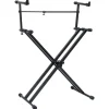 vidaXL Soporte de teclado de doble refuerzo en X negro