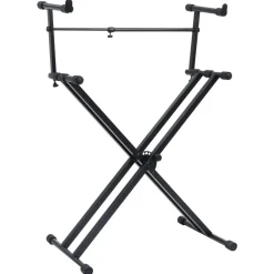vidaXL Soporte de teclado de doble refuerzo en X negro