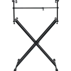 vidaXL Soporte de teclado de doble refuerzo en X negro