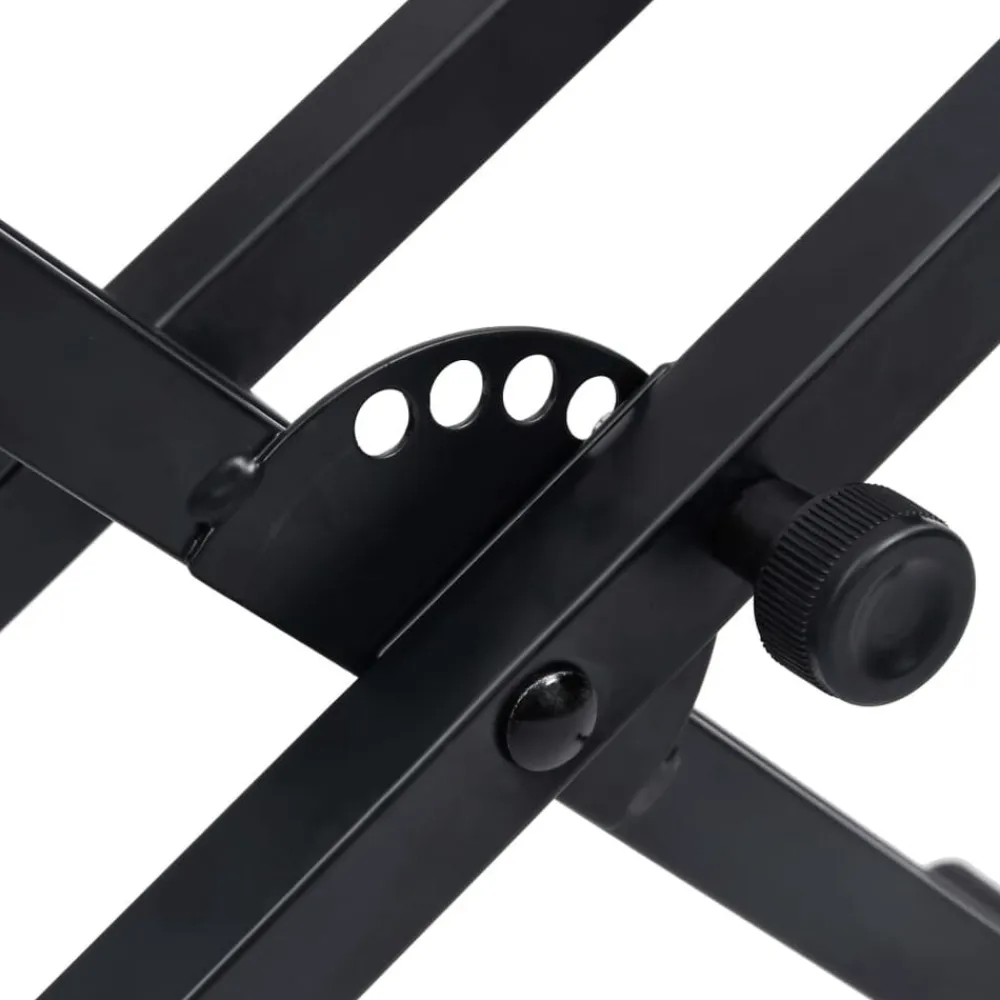 vidaXL Soporte de teclado de doble refuerzo en X negro