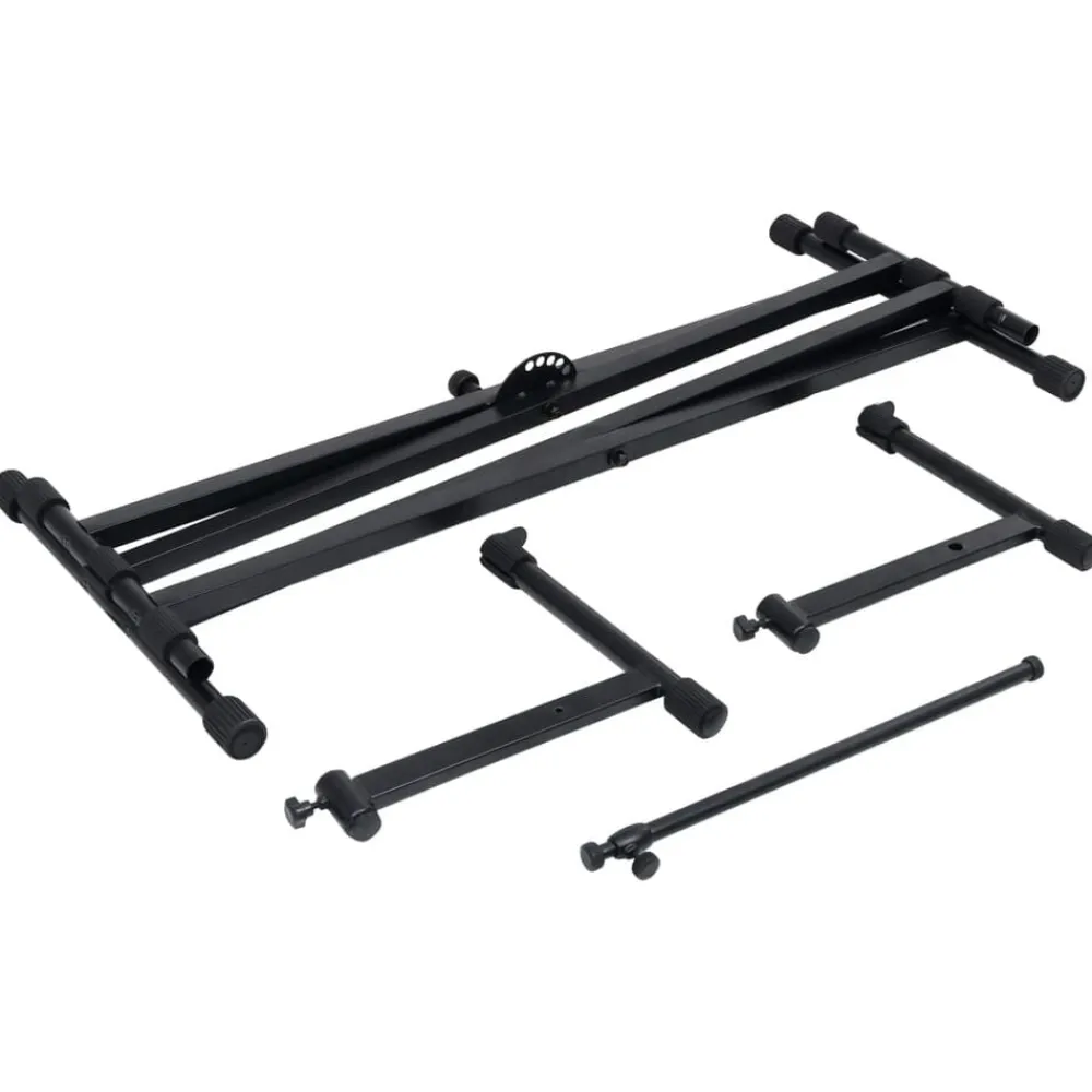 vidaXL Soporte de teclado de doble refuerzo en X negro