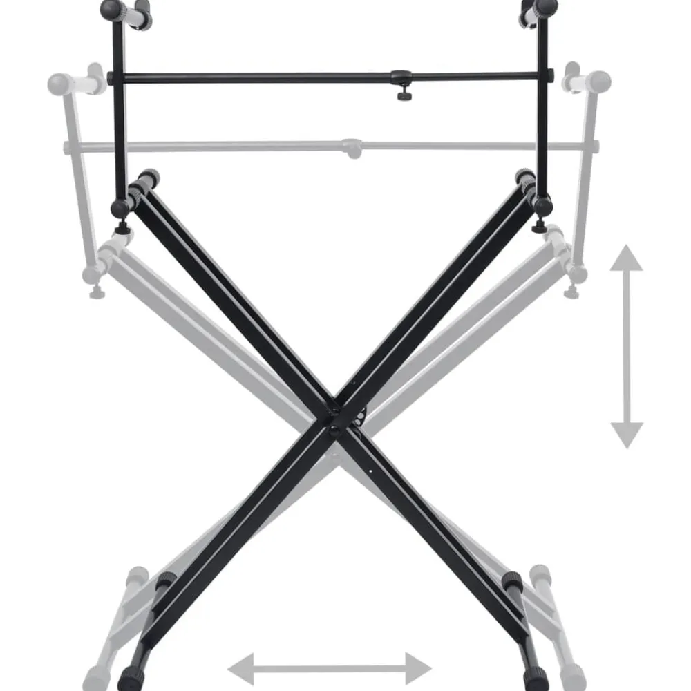 vidaXL Soporte de teclado de doble refuerzo en X negro
