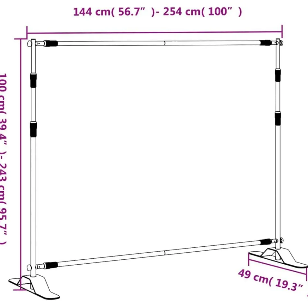vidaXL Soporte de telón de fondo acero negro 254x243 cm Outlet
