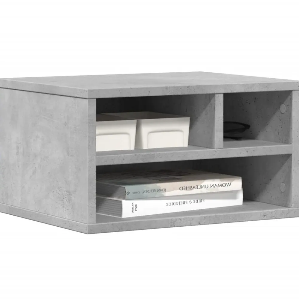 vidaXL Soporte impresora madera ingeniería gris hormigón 40x32x22,5 cm Gris hormigón