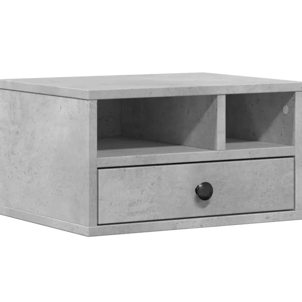 vidaXL Soporte impresora madera ingeniería gris hormigón 40x32x22,5 cm Gris hormigón Discount