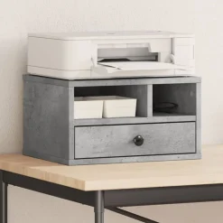 vidaXL Soporte impresora madera ingeniería gris hormigón 40x32x22,5 cm Gris hormig&oacute;n Discount