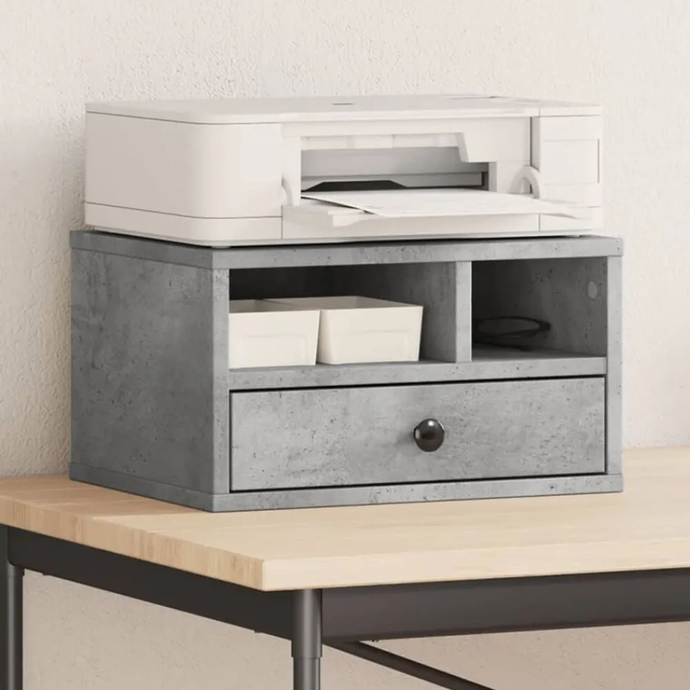 vidaXL Soporte impresora madera ingeniería gris hormigón 40x32x22,5 cm Gris hormigón Discount