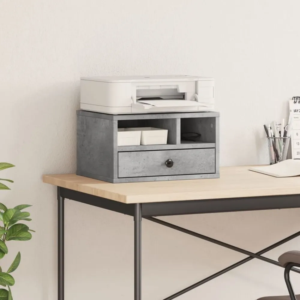 vidaXL Soporte impresora madera ingeniería gris hormigón 40x32x22,5 cm Gris hormigón Discount