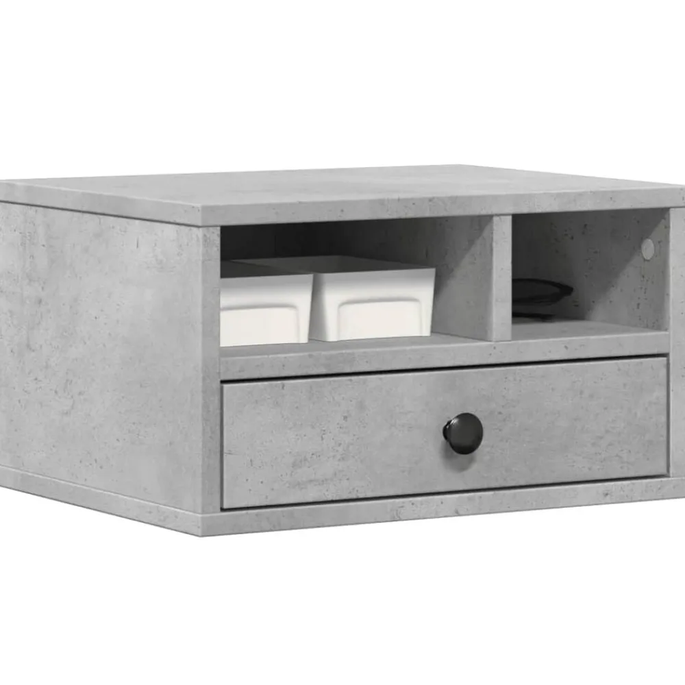 vidaXL Soporte impresora madera ingeniería gris hormigón 40x32x22,5 cm Gris hormigón Discount