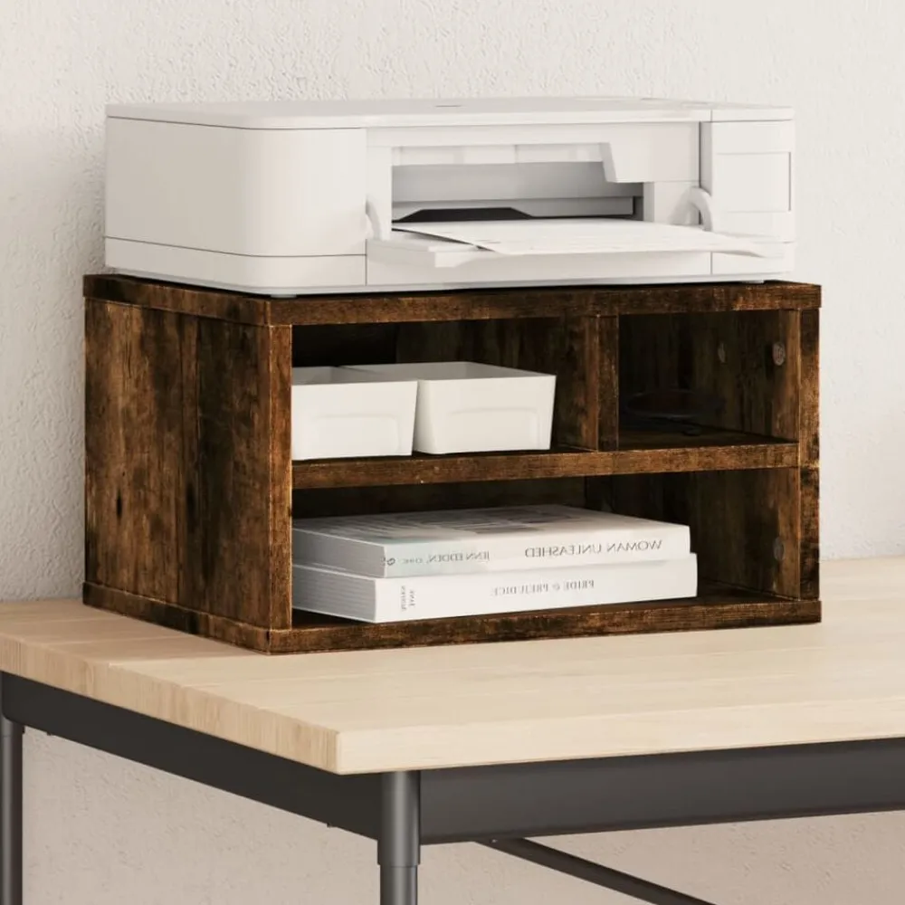 vidaXL Soporte impresora madera ingeniería 40x32x22,5 cm Roble ahumado