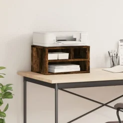 vidaXL Soporte impresora madera ingeniería 40x32x22,5 cm Roble ahumado