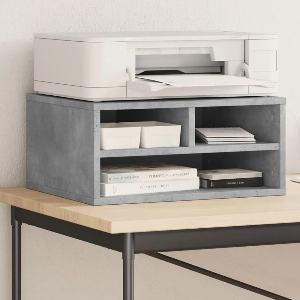 vidaXL Electrónica-Soporte impresora madera ingeniería gris hormigón 49x40x22,5 cm