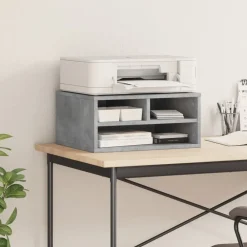 vidaXL Electrónica-Soporte impresora madera ingeniería gris hormigón 49x40x22,5 cm