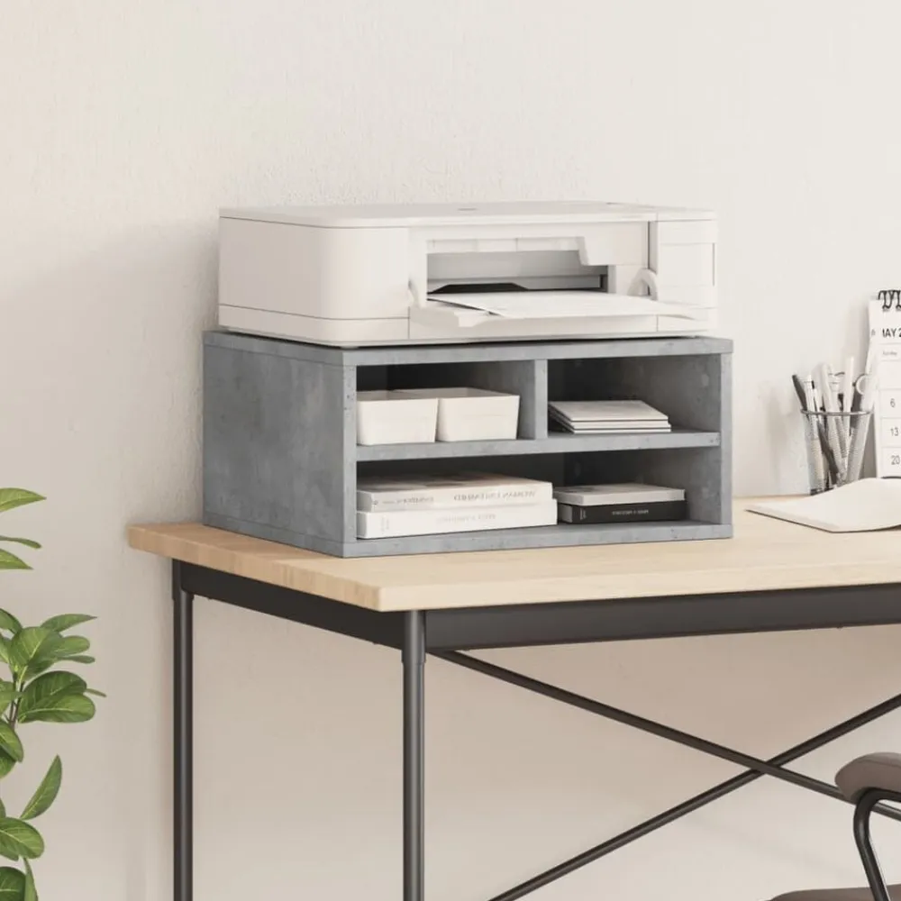 vidaXL Electrónica-Soporte impresora madera ingeniería gris hormigón 49x40x22,5 cm