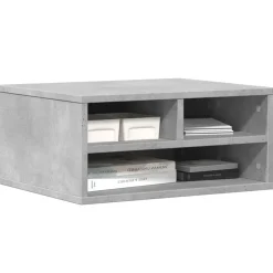 vidaXL Electrónica-Soporte impresora madera ingeniería gris hormigón 49x40x22,5 cm