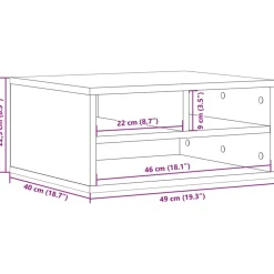 vidaXL Electrónica-Soporte impresora madera ingeniería gris hormigón 49x40x22,5 cm