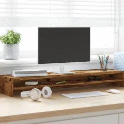 vidaXL Soporte mesa pantalla madera ingeniería envejecida 100x24x13 cm Madera antigua Clearance