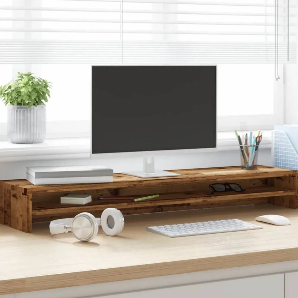 vidaXL Soporte mesa pantalla madera ingeniería envejecida 100x24x13 cm Madera antigua Clearance