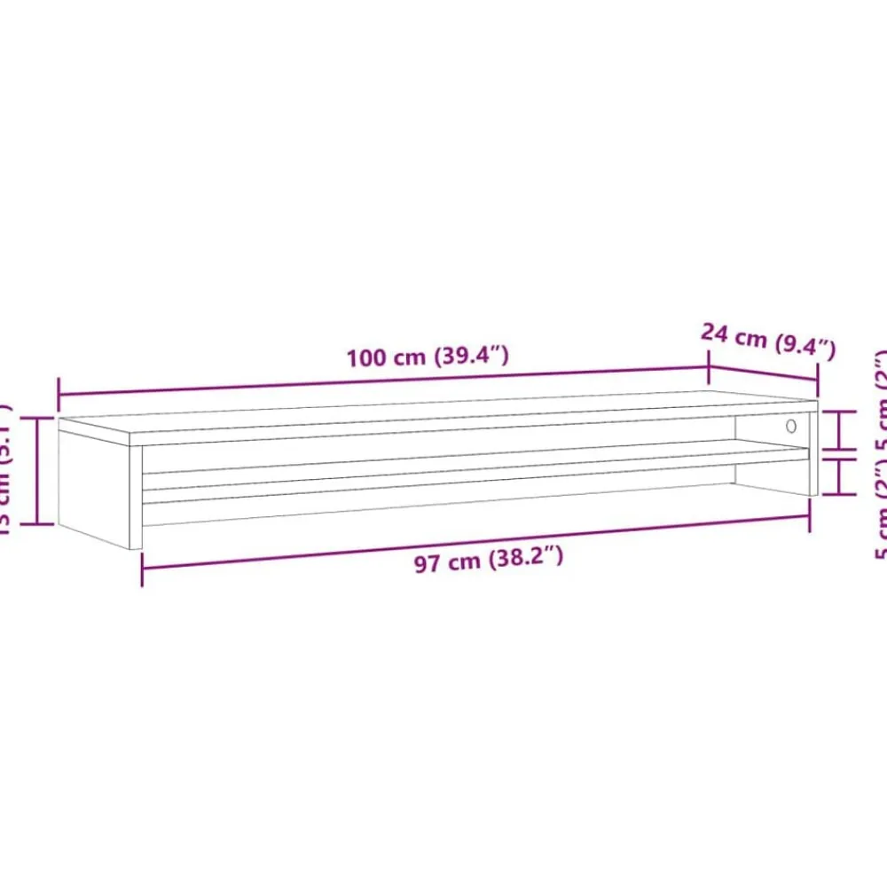 vidaXL Soporte mesa pantalla madera ingeniería envejecida 100x24x13 cm Madera antigua Clearance