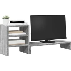 vidaXL Soporte monitor con organizador escritorio madera Gris sonoma Outlet
