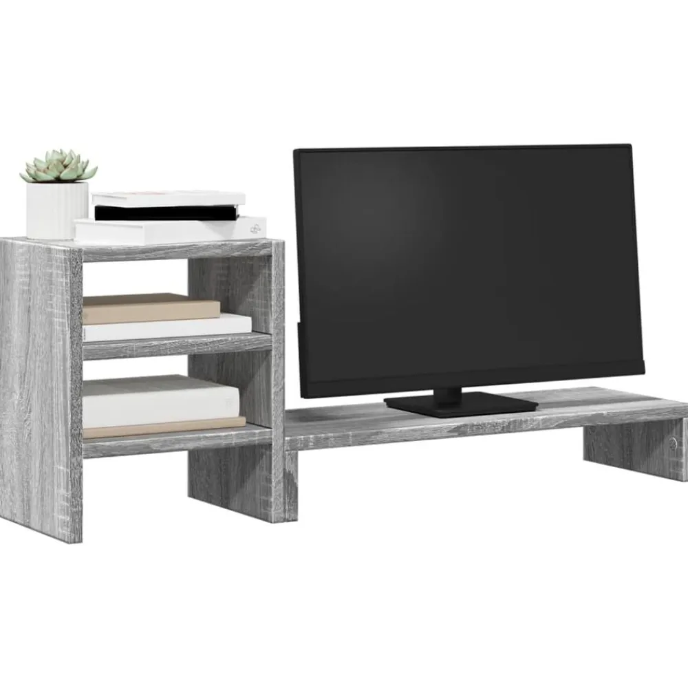 vidaXL Soporte monitor con organizador escritorio madera Gris sonoma Outlet