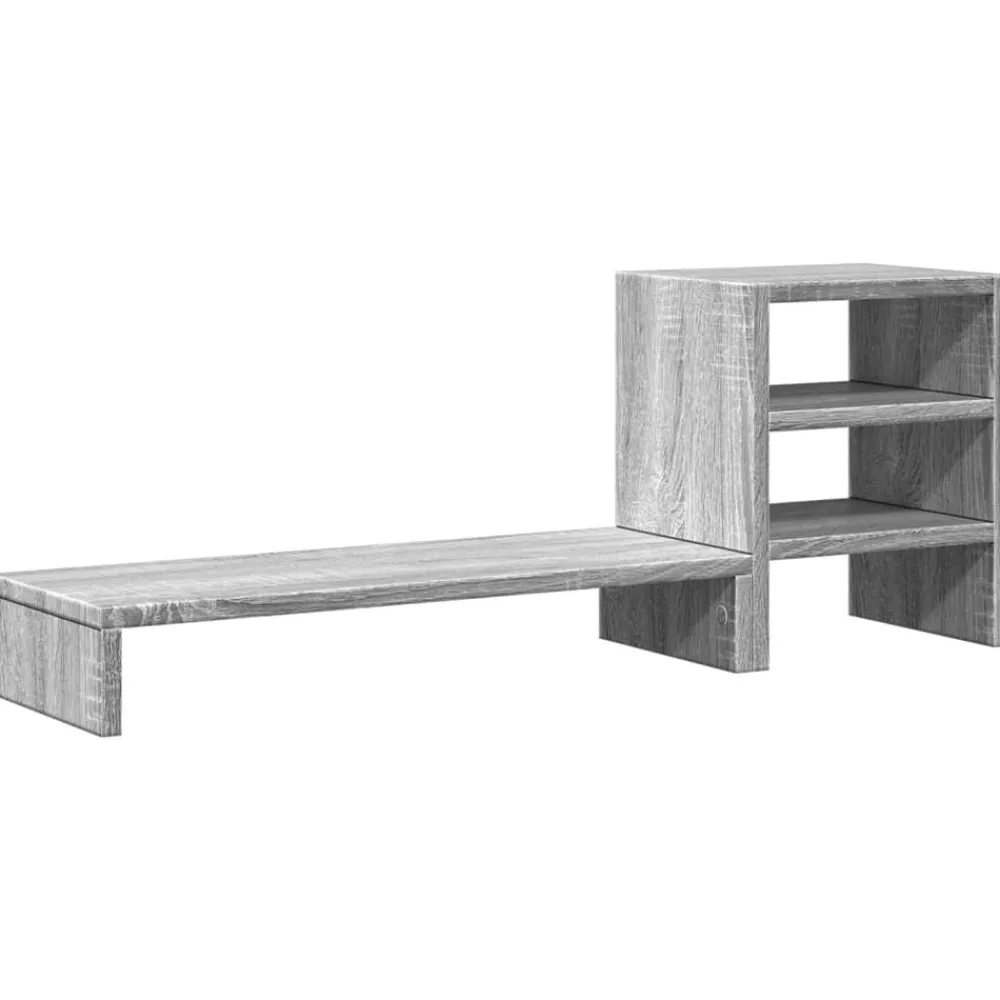 vidaXL Soporte monitor con organizador escritorio madera Gris sonoma Outlet