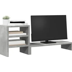 vidaXL Soporte monitor con organizador escritorio madera gris hormigón Gris hormigón Clearance