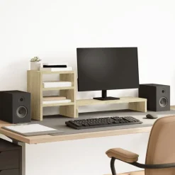 vidaXL Electrónica-Soporte monitor con organizador escritorio madera