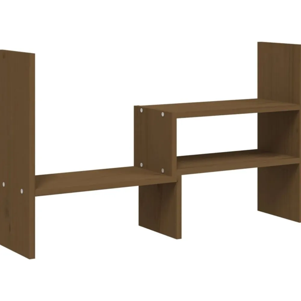 vidaXL Soporte monitor madera maciza pino marrón miel (39-72)x17x43 cm Marrón miel Clearance