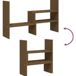 vidaXL Soporte monitor madera maciza pino marrón miel (39-72)x17x43 cm Marrón miel Clearance