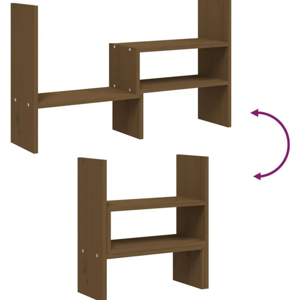 vidaXL Soporte monitor madera maciza pino marrón miel (39-72)x17x43 cm Marrón miel Clearance