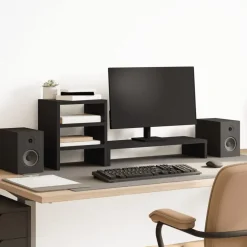vidaXL Electrónica-Soporte monitor organizador escritorio madera ingeniería