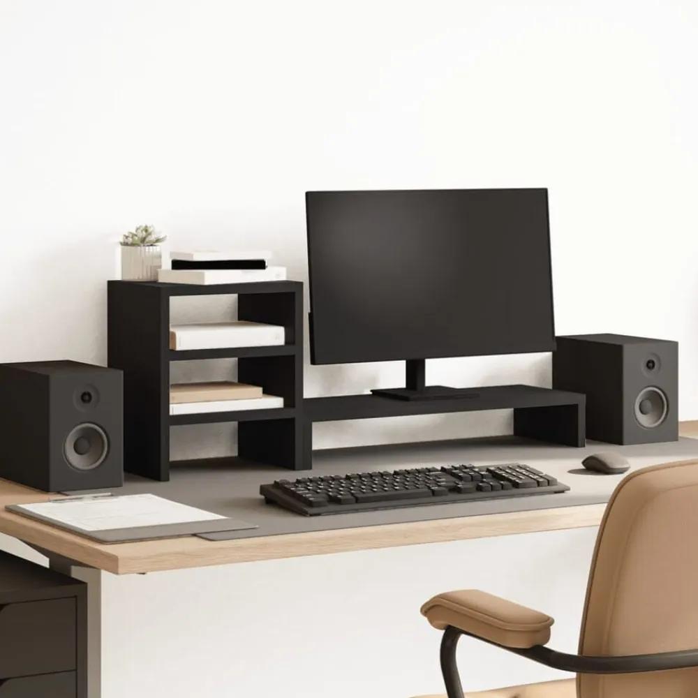 vidaXL Electrónica-Soporte monitor organizador escritorio madera ingeniería