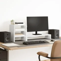 vidaXL Electrónica-Soporte monitor organizador escritorio madera ingeniería