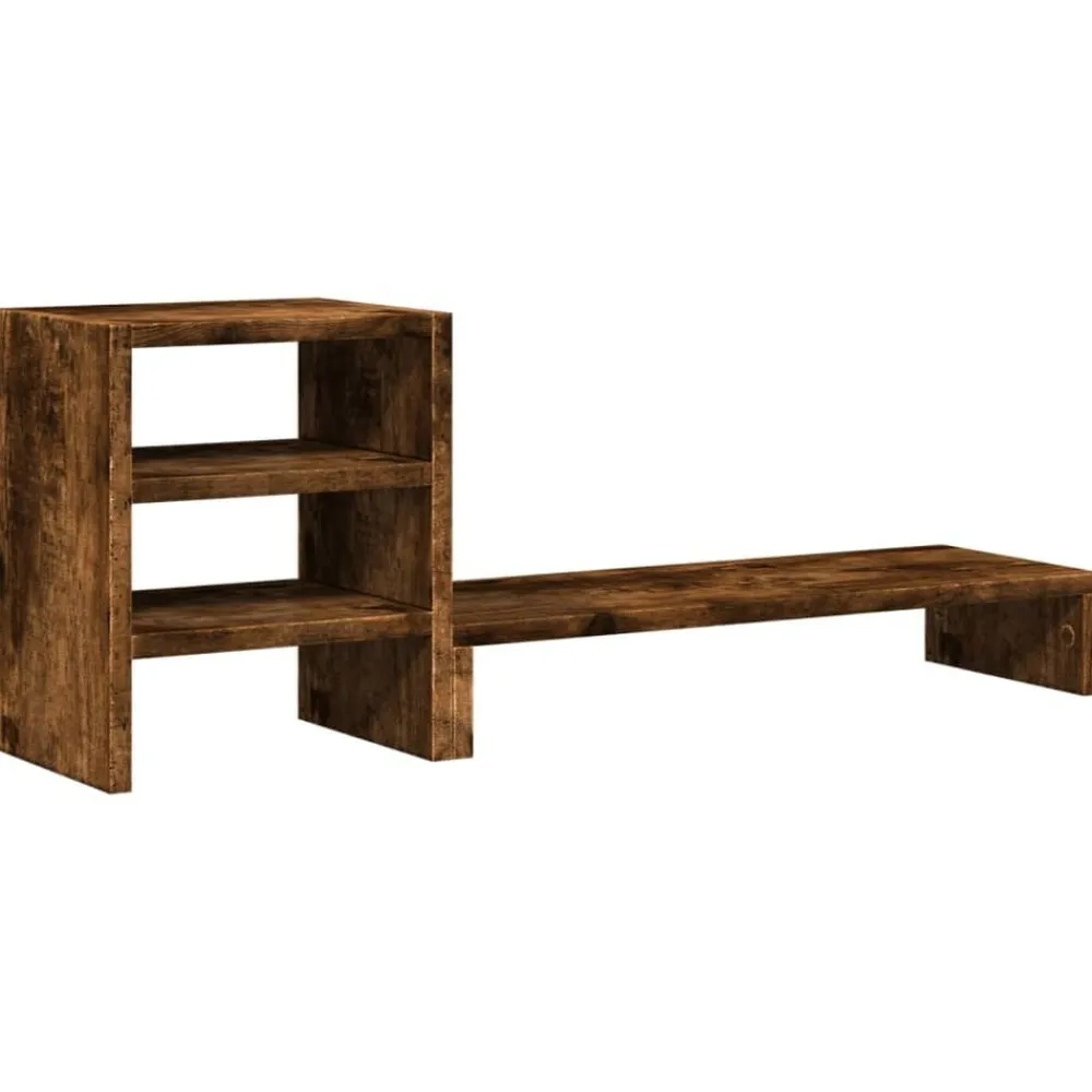 vidaXL Soporte monitor organizador escritorio madera Roble ahumado Hot