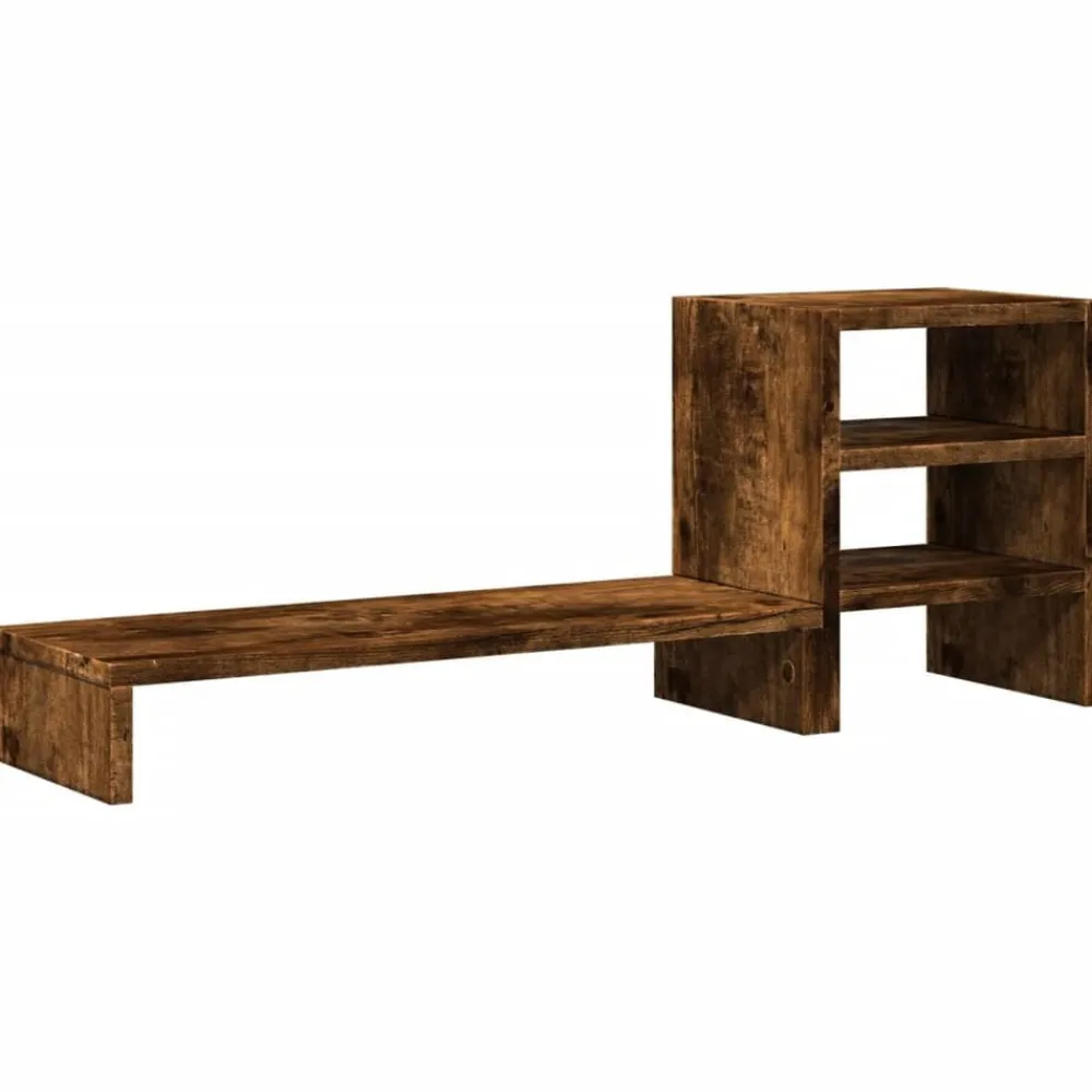 vidaXL Soporte monitor organizador escritorio madera Roble ahumado Hot