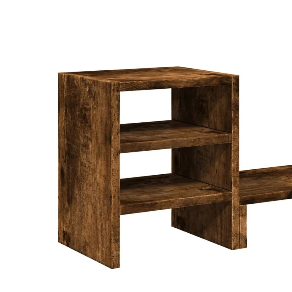 vidaXL Soporte monitor organizador escritorio madera Roble ahumado Hot
