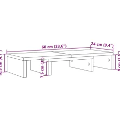 vidaXL Electrónica-Soporte pantalla ajustable madera artisian 60x24x10,5 cm