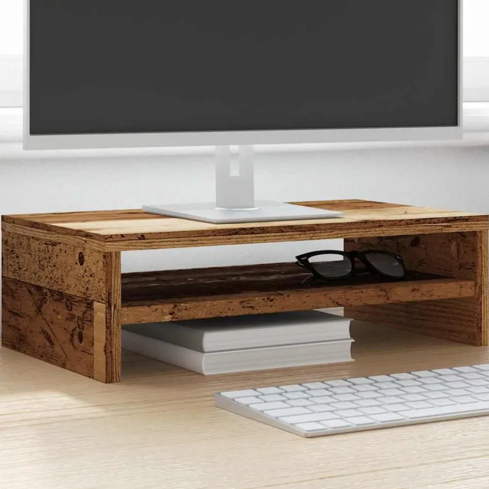 vidaXL Soporte pantalla madera contrachapada madera vieja 42x24x13 cm Madera antigua Hot