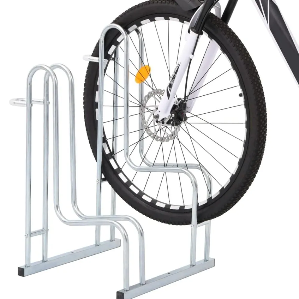 vidaXL Actividades Al Aire Libre-Soporte para 2 bicicletas suelo independiente acero galvanizado