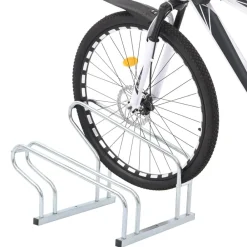 vidaXL Actividades Al Aire Libre-Soporte para 2 bicicletas suelo independiente acero galvanizado
