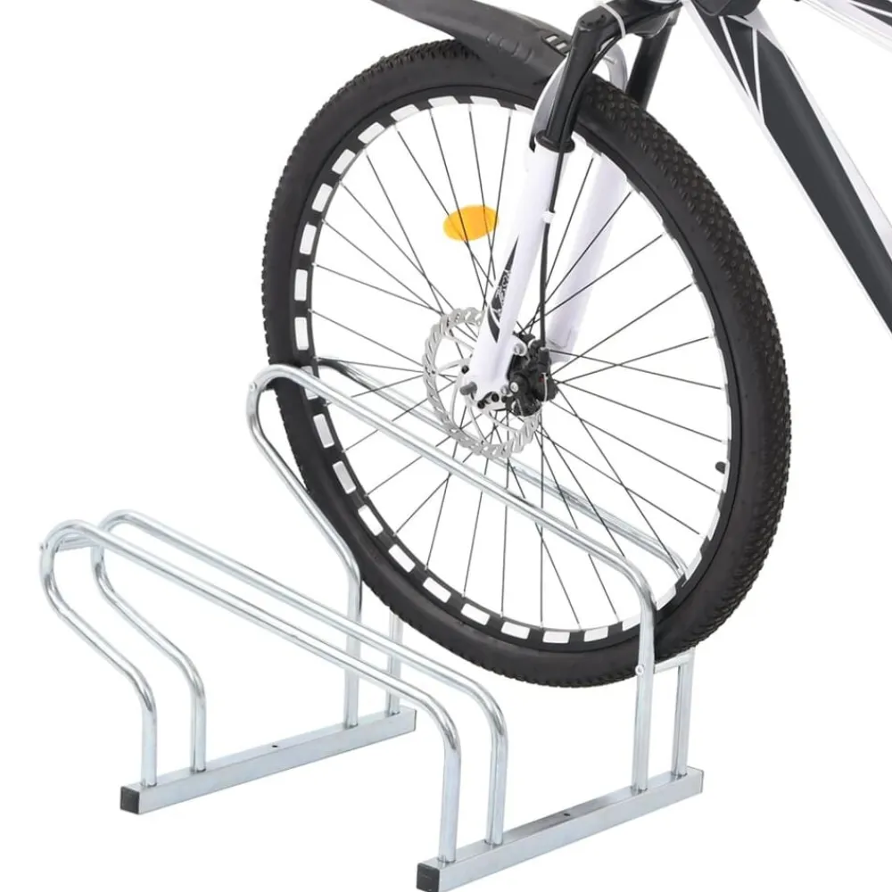 vidaXL Actividades Al Aire Libre-Soporte para 2 bicicletas suelo independiente acero galvanizado
