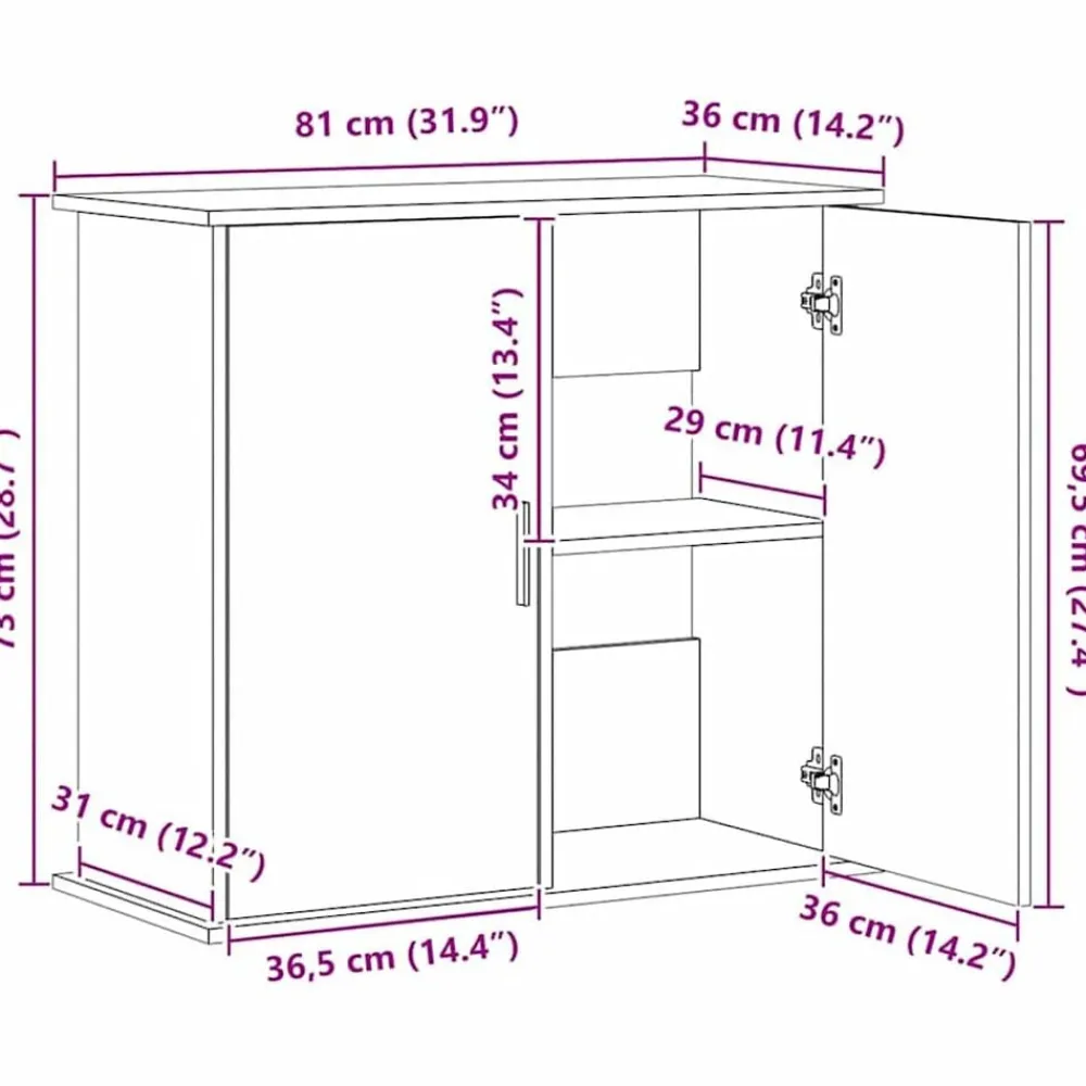 vidaXL Productos Para Mascotas-Soporte para acuario de roble artesanal, 81 x 36 x 73 cm, madera de ingeniería