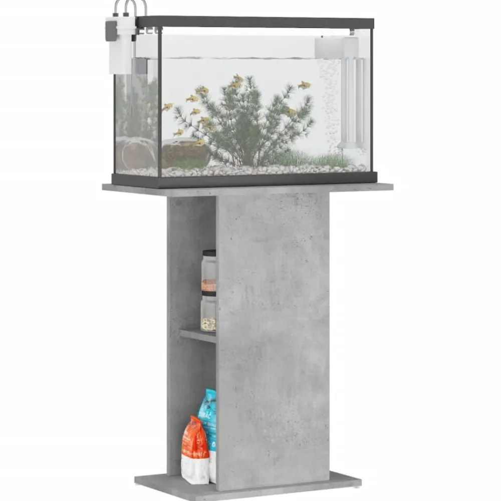 vidaXL Soporte para acuario de hormigón gris 60,5x36x72,5 cm de madera sintética Gris hormigón Discount