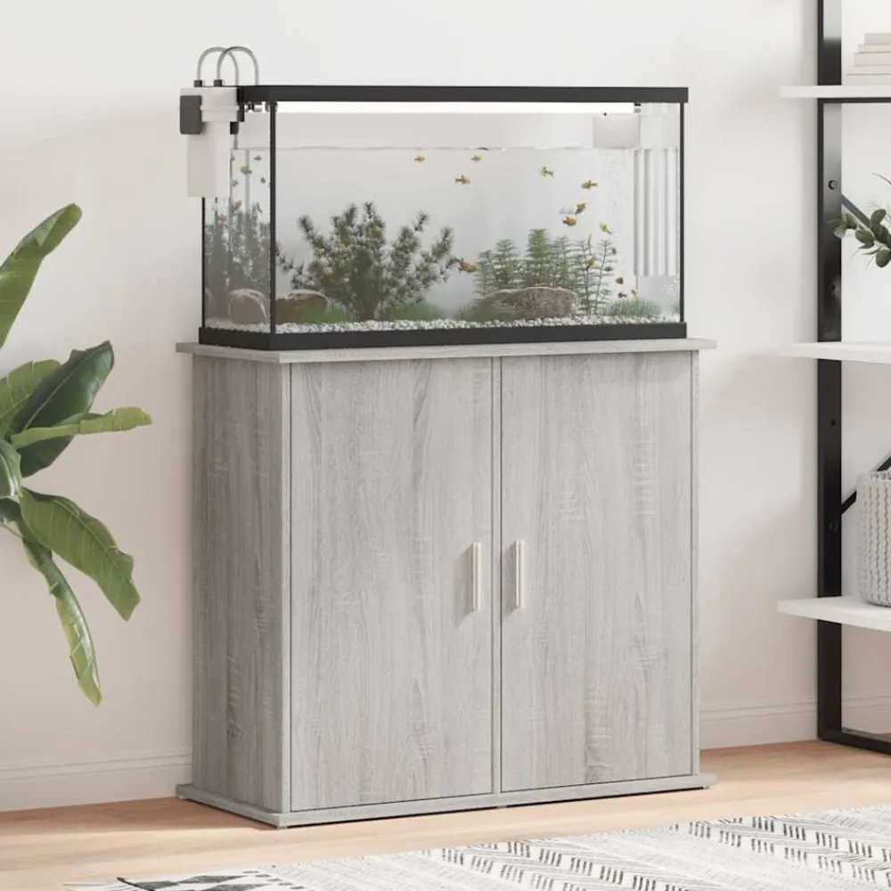 vidaXL Soporte para acuario madera ingeniería 81x36x73 cm Gris sonoma Best