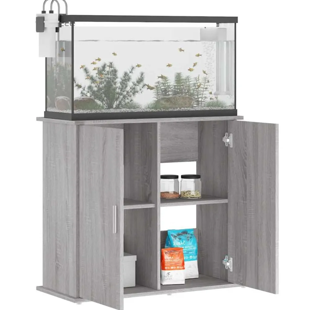 vidaXL Soporte para acuario madera ingeniería 81x36x73 cm Gris sonoma Best